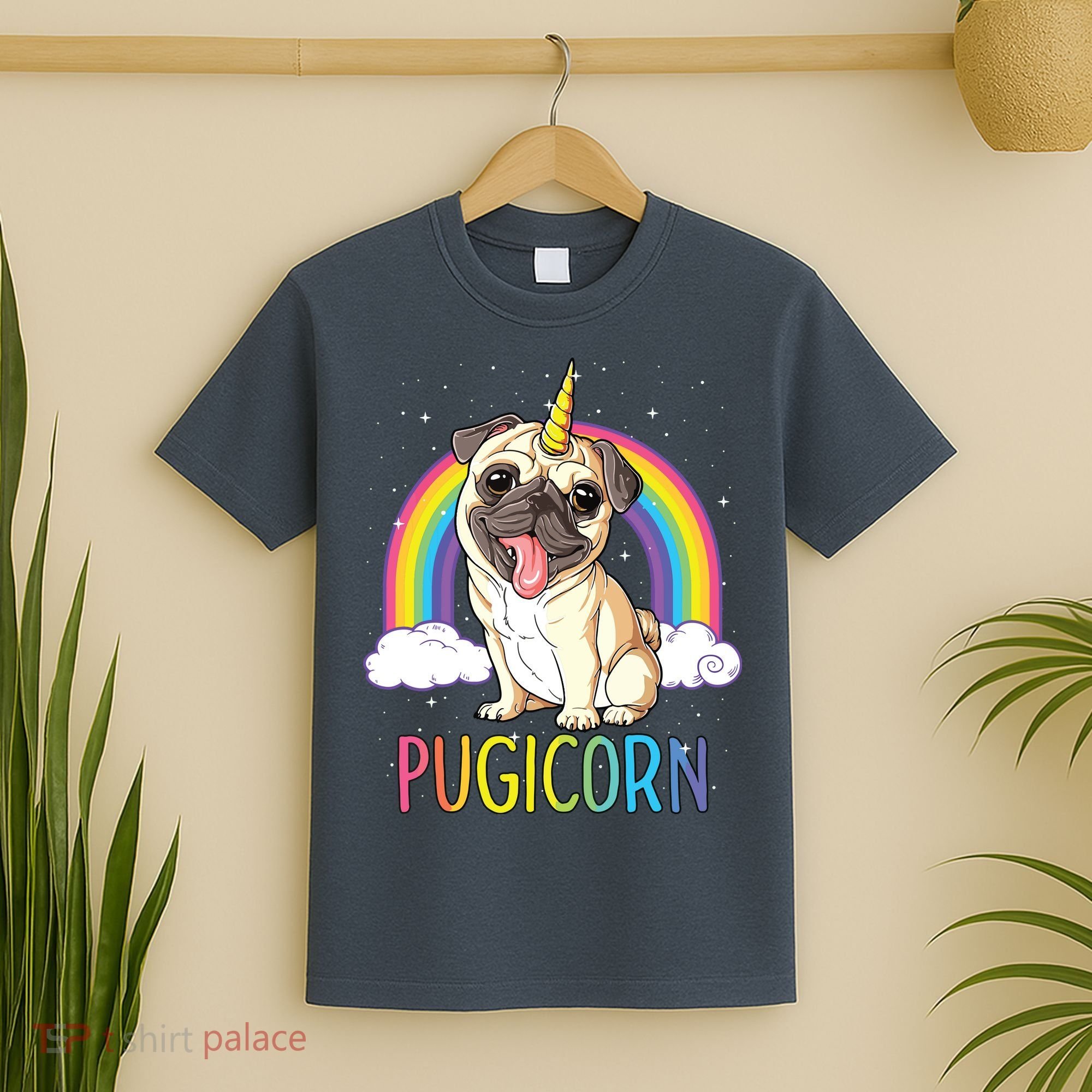 Pugicorn Pug Unicorn Girl Kids Space Galaxy Rainbow T-Shirt