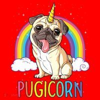 Pugicorn Pug Unicorn Girl Kids Space Galaxy Rainbow Santa Hat thumb 1