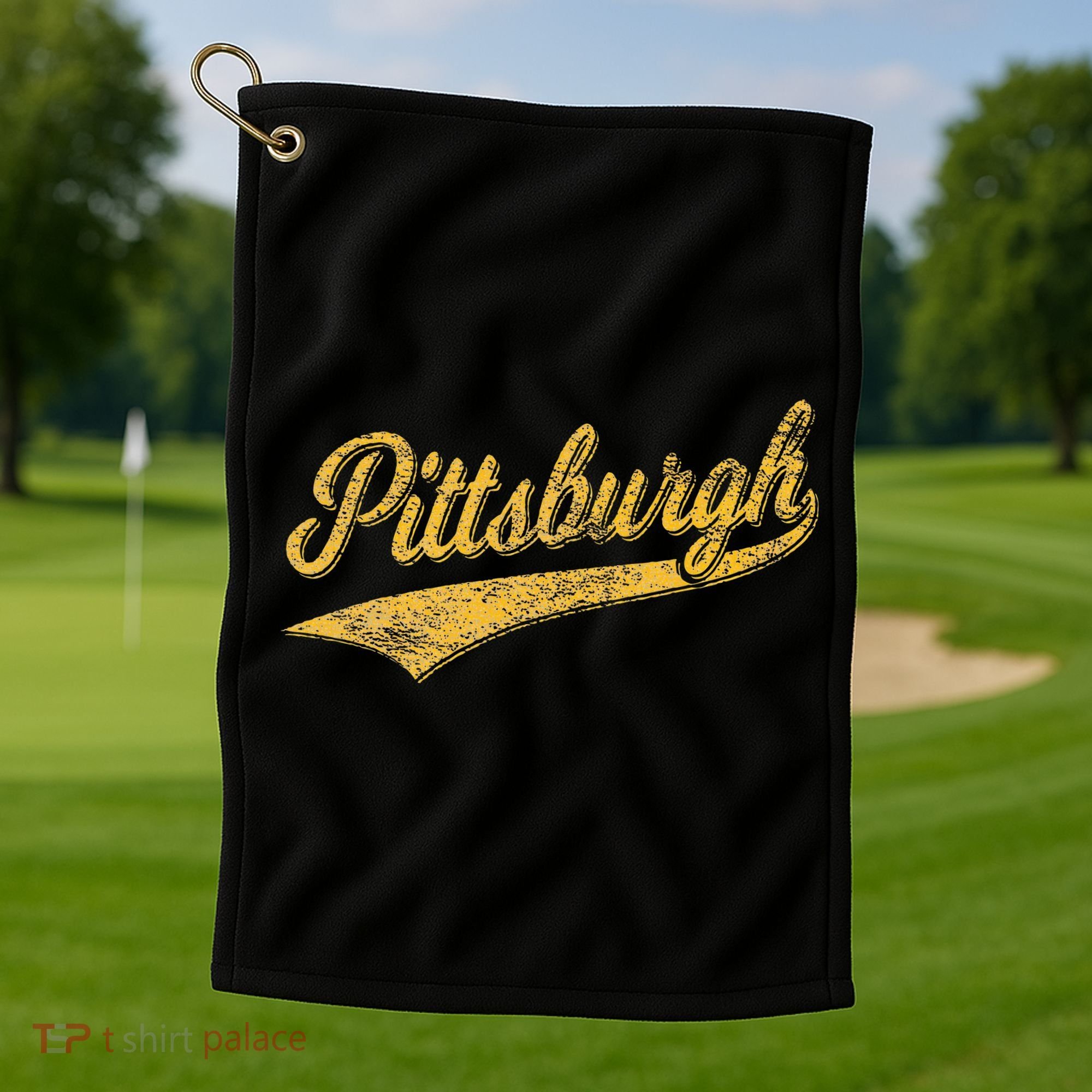 Pittsburgh Pennsylvania Varsity Script Sports Jersey Style Golf Towel