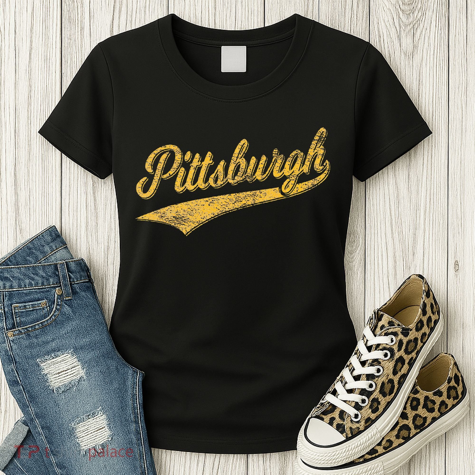 Pittsburgh Pennsylvania Varsity Script Sports Jersey Style Women's T-Shirt