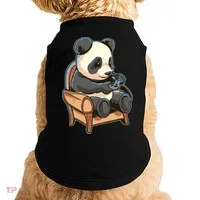 Panda Playing Videogames Doggie Tank thumb 0