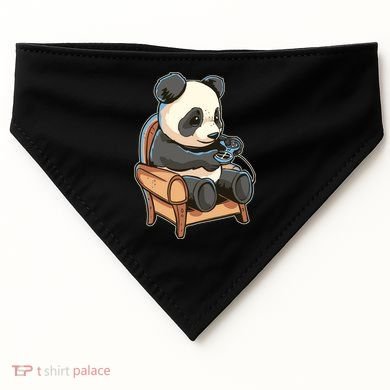 Panda Playing Videogames USA-Made Doggie Bandana