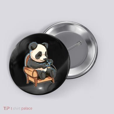 Panda Playing Videogames Button