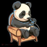 Panda Playing Videogames Button thumb 1