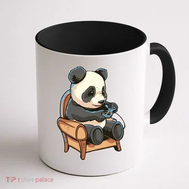 Panda Playing Videogames Coffee Mug back