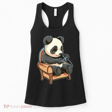 Panda Playing Videogames Women's Tank Top