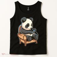 Panda Playing Videogames Tank Top thumb 2