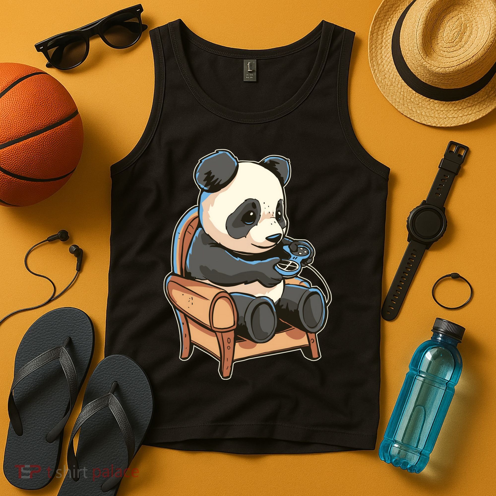Panda Playing Videogames Tank Top