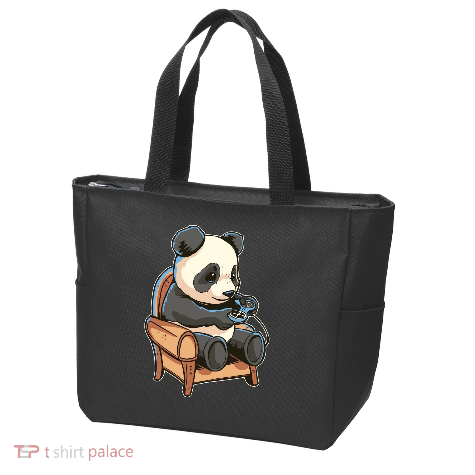 Panda Playing Videogames Tote Bag