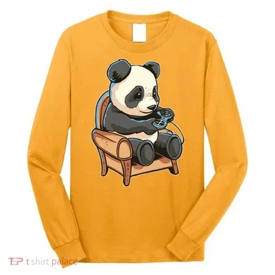 Panda Playing Videogames Long Sleeve Shirt