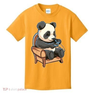 Panda Playing Videogames Kids T-Shirt