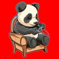 Panda Playing Videogames Santa Hat thumb 1