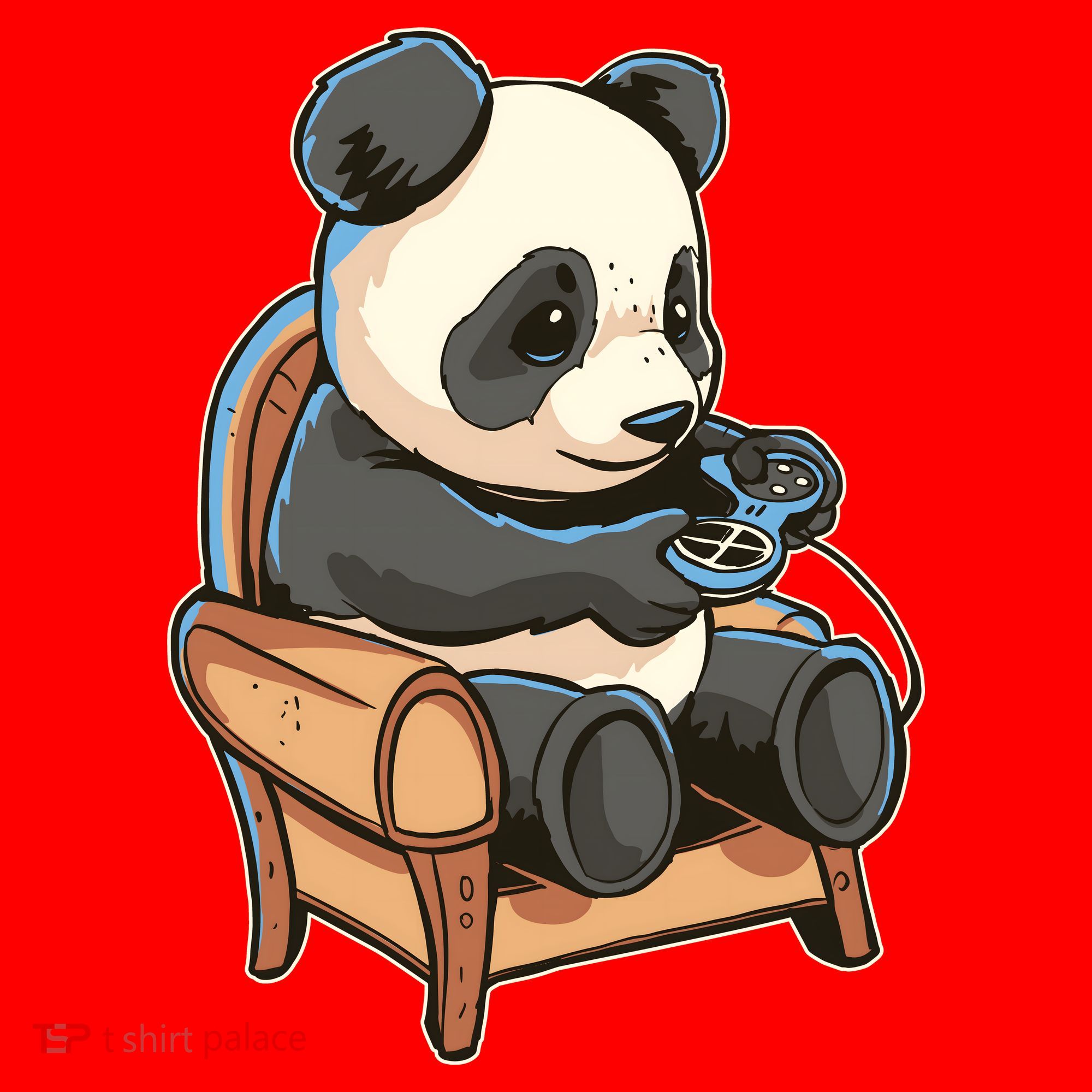 Panda Playing Videogames Santa Hat