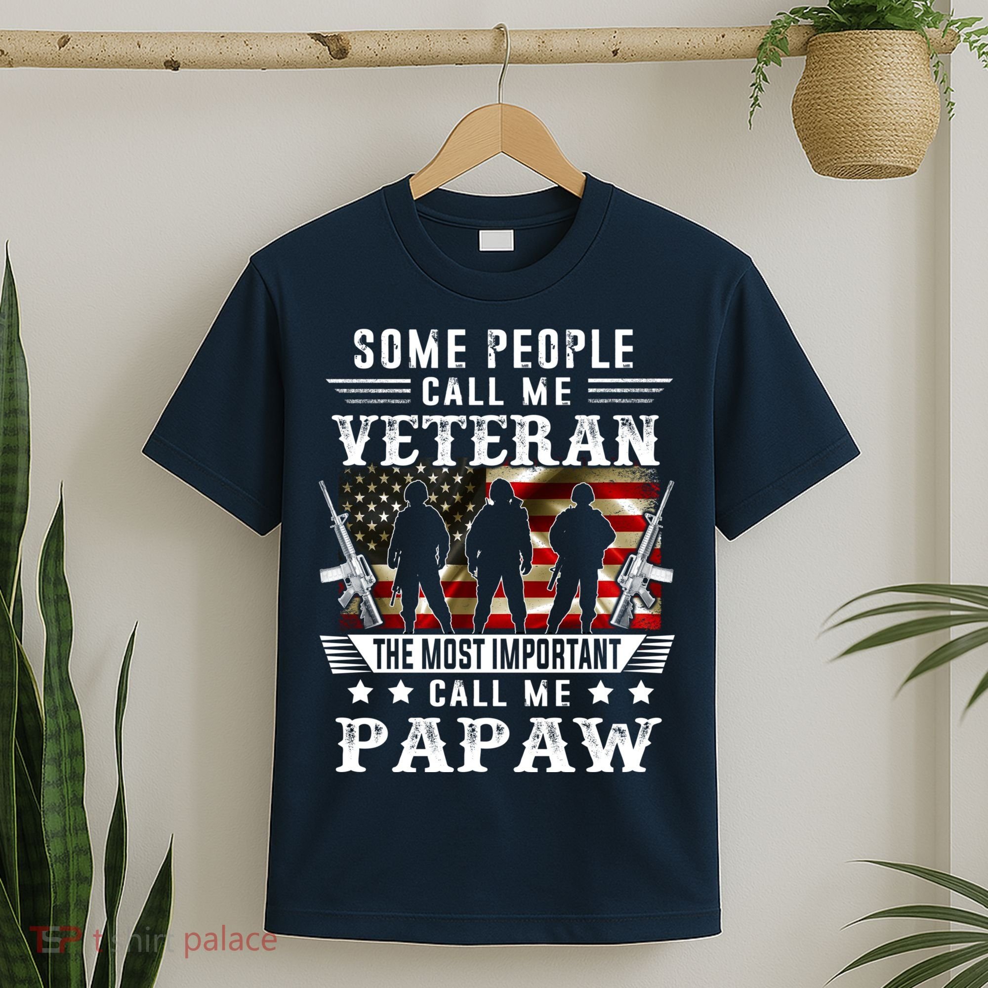 Proud Papaw Veteran American Flag Gifts VeteranS Day T-Shirt