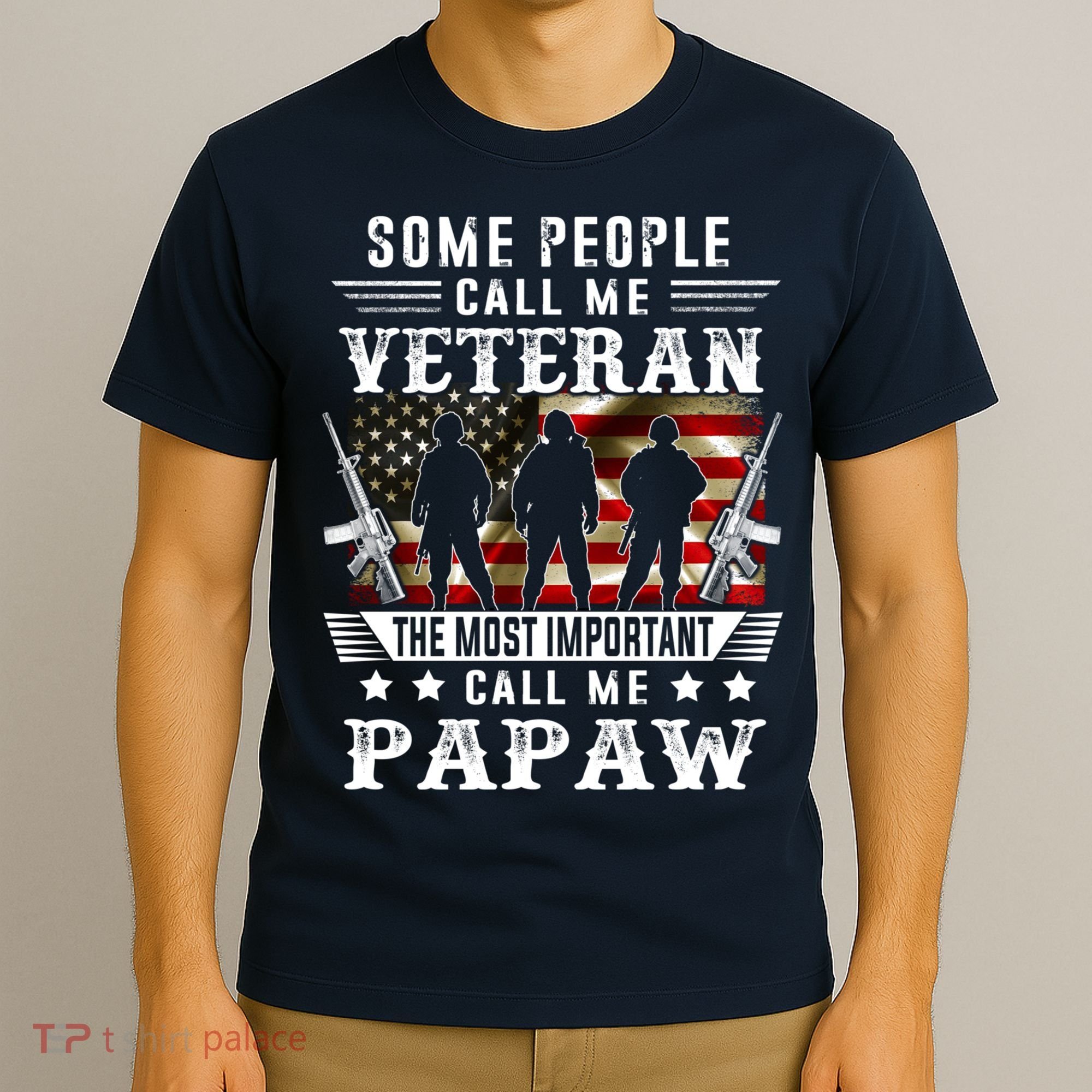 Proud Papaw Veteran American Flag Gifts VeteranS Day T-Shirt