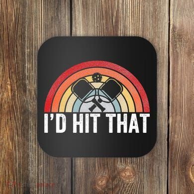 Pickleball Player Vintage I'd Hit That Retro Gift Coaster