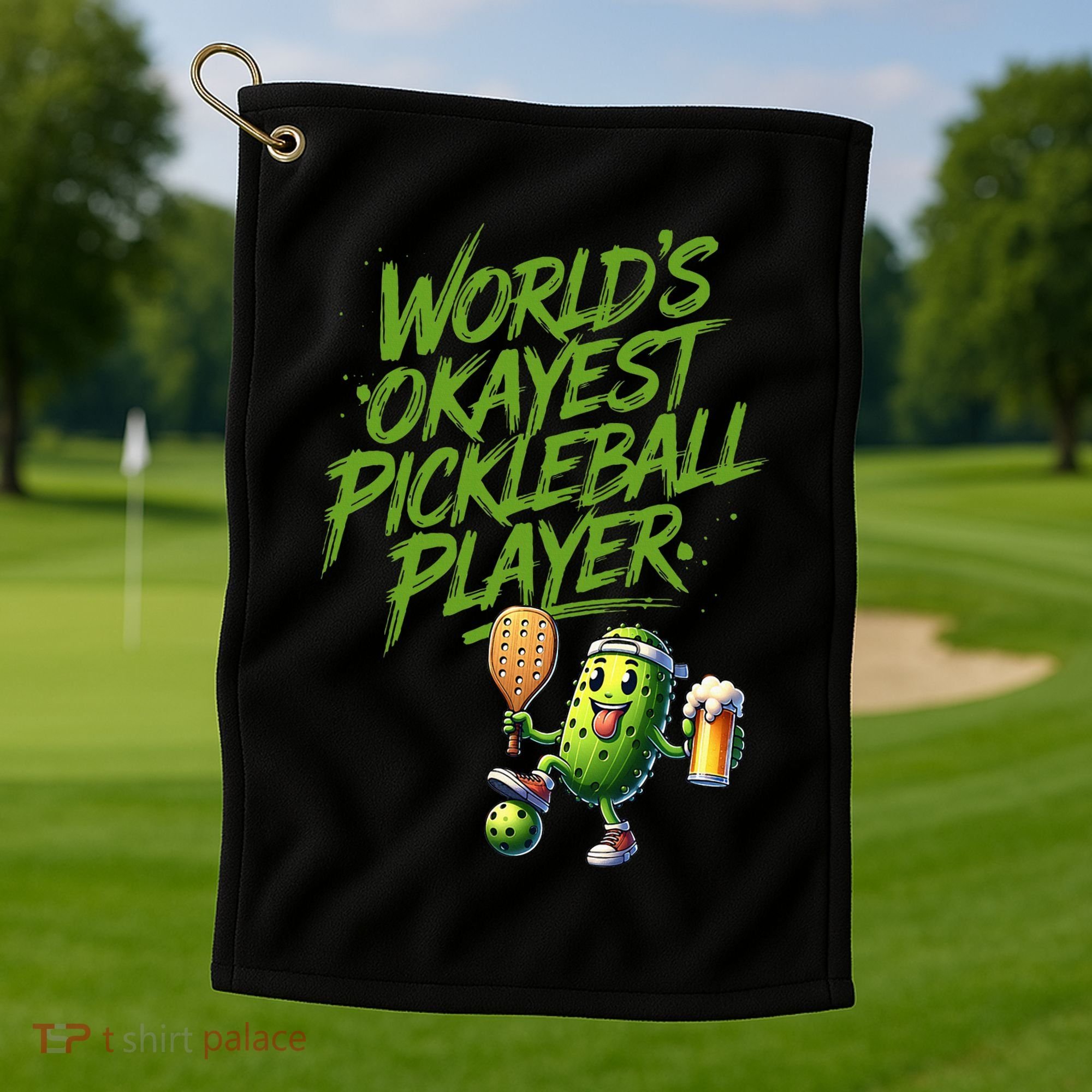 Pickle Player World's Okayest Pickleball  Golf Towel