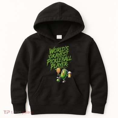Pickle Player World's Okayest Pickleball  Kids Hoodie