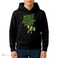Pickle Player World's Okayest Pickleball  Kids Hoodie thumb 4