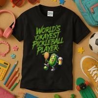 Pickle Player World's Okayest Pickleball  Kids T-Shirt thumb 3