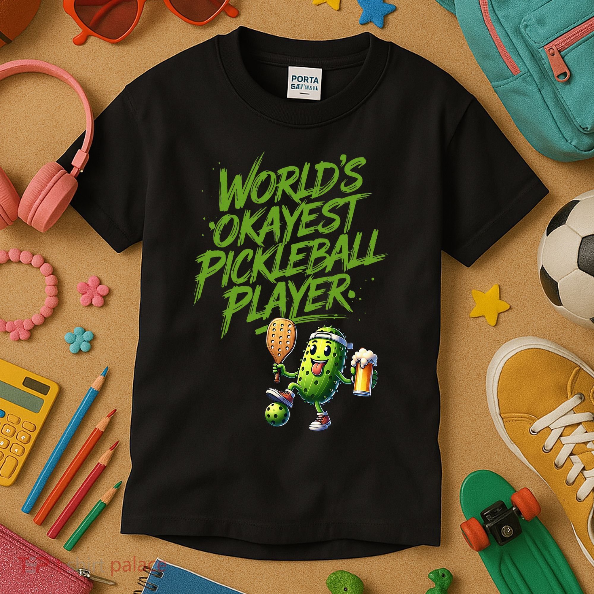 Pickle Player World's Okayest Pickleball  Kids T-Shirt