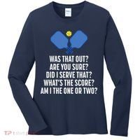 Pickleball Questions 1 Or 2 Who Served Funny Pickleball Women's Long Sleeve Shirt thumb 0