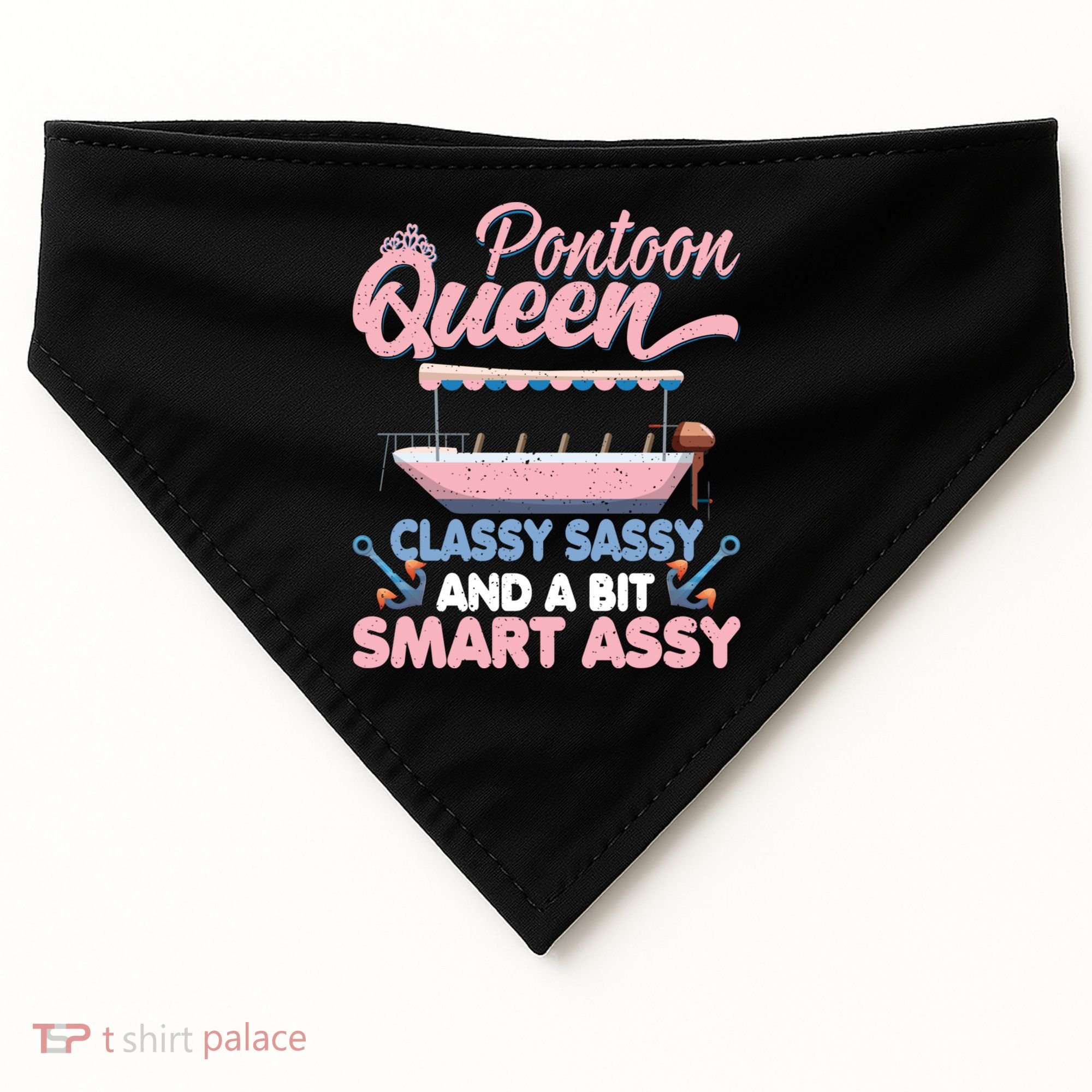 Pontoon Queen Gift For Pontoon Boating Mom Lover Cute Gift USA-Made Doggie Bandana
