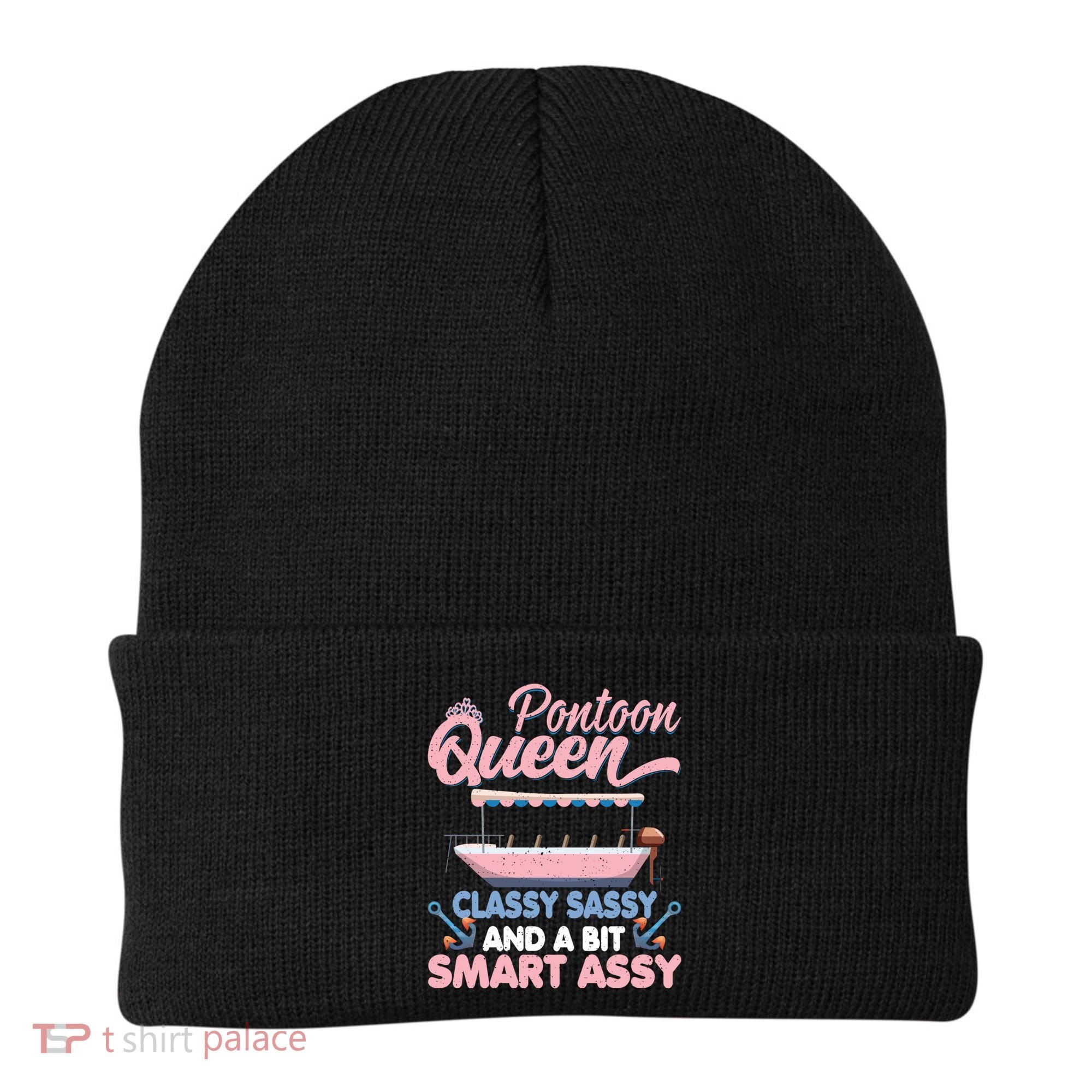 Pontoon Queen Gift For Pontoon Boating Mom Lover Cute Gift Beanie