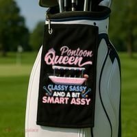 Pontoon Queen Gift For Pontoon Boating Mom Lover Cute Gift Golf Towel thumb 2