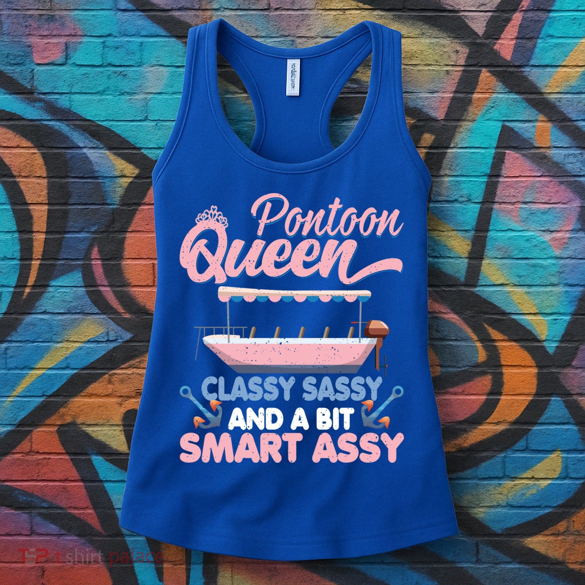 Pontoon Queen Gift For Pontoon Boating Mom Lover Cute Gift Women's Tank Top
