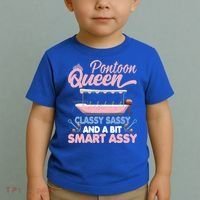 Pontoon Queen Gift For Pontoon Boating Mom Lover Cute Gift Toddler T-Shirt thumb 2
