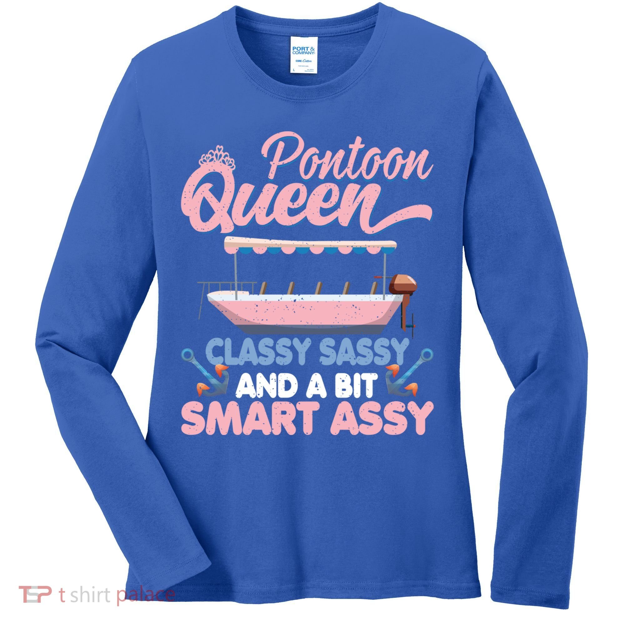 Pontoon Queen Gift For Pontoon Boating Mom Lover Cute Gift Women's Long Sleeve Shirt