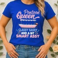 Pontoon Queen Gift For Pontoon Boating Mom Lover Cute Gift Women's T-Shirt thumb 2
