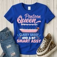 Pontoon Queen Gift For Pontoon Boating Mom Lover Cute Gift Women's T-Shirt thumb 3