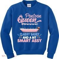 Pontoon Queen Gift For Pontoon Boating Mom Lover Cute Gift Kids Sweatshirt thumb 0