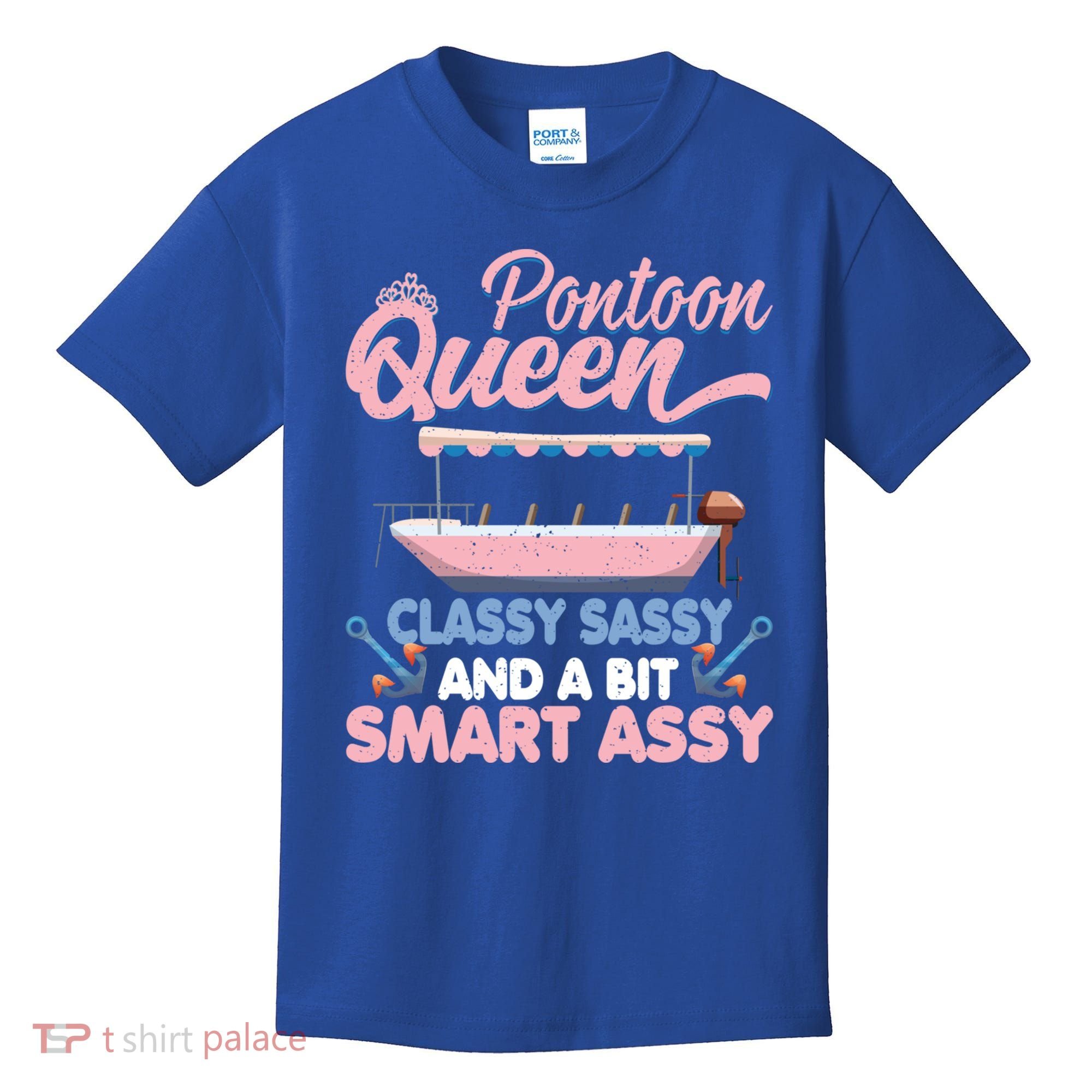 Pontoon Queen Gift For Pontoon Boating Mom Lover Cute Gift Kids T-Shirt