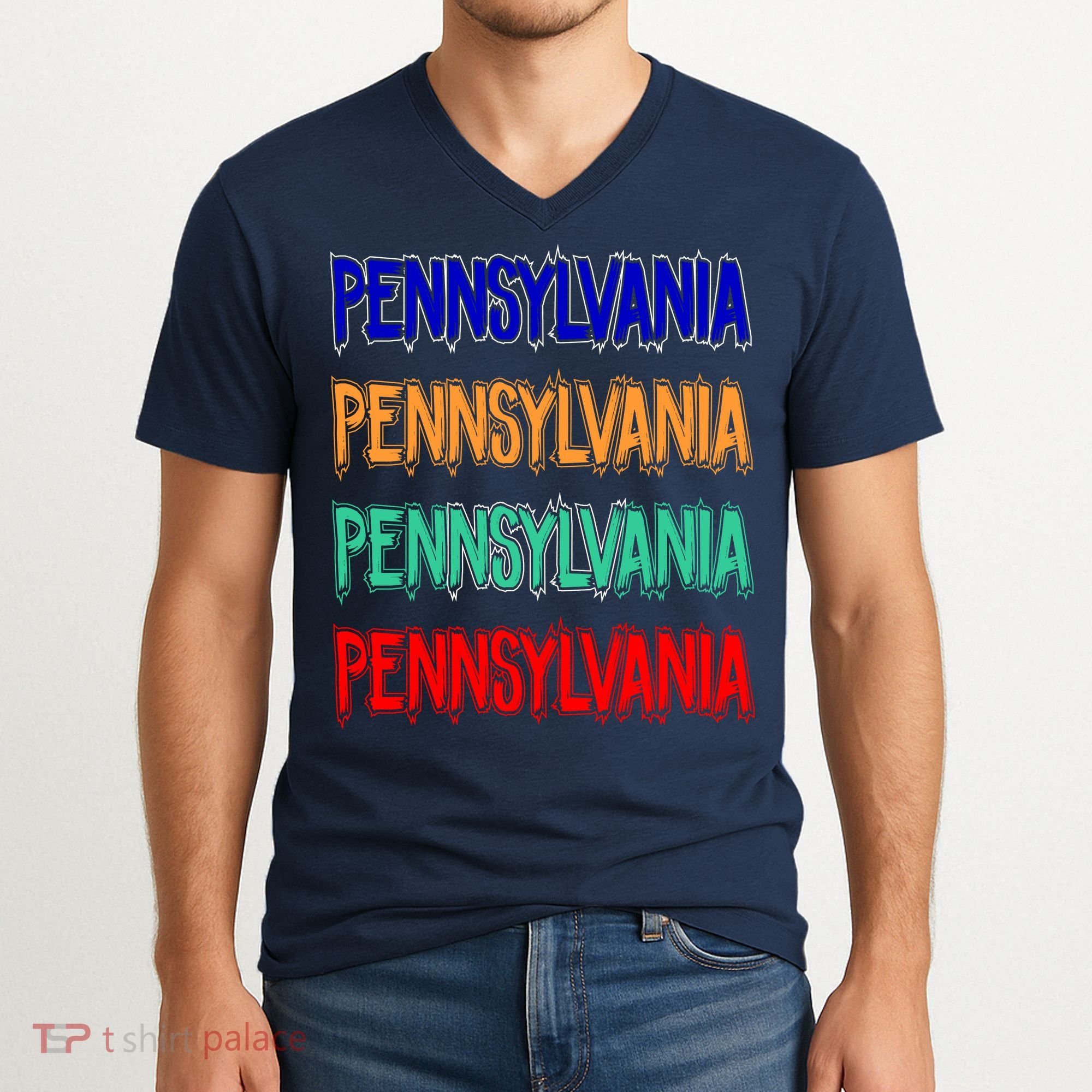 Pennsylvania Quad Logo V-Neck T-Shirt