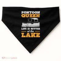 Pontoon Queen Life Is Better At The Lake Pontoon Boat Gift USA-Made Doggie Bandana thumb 0