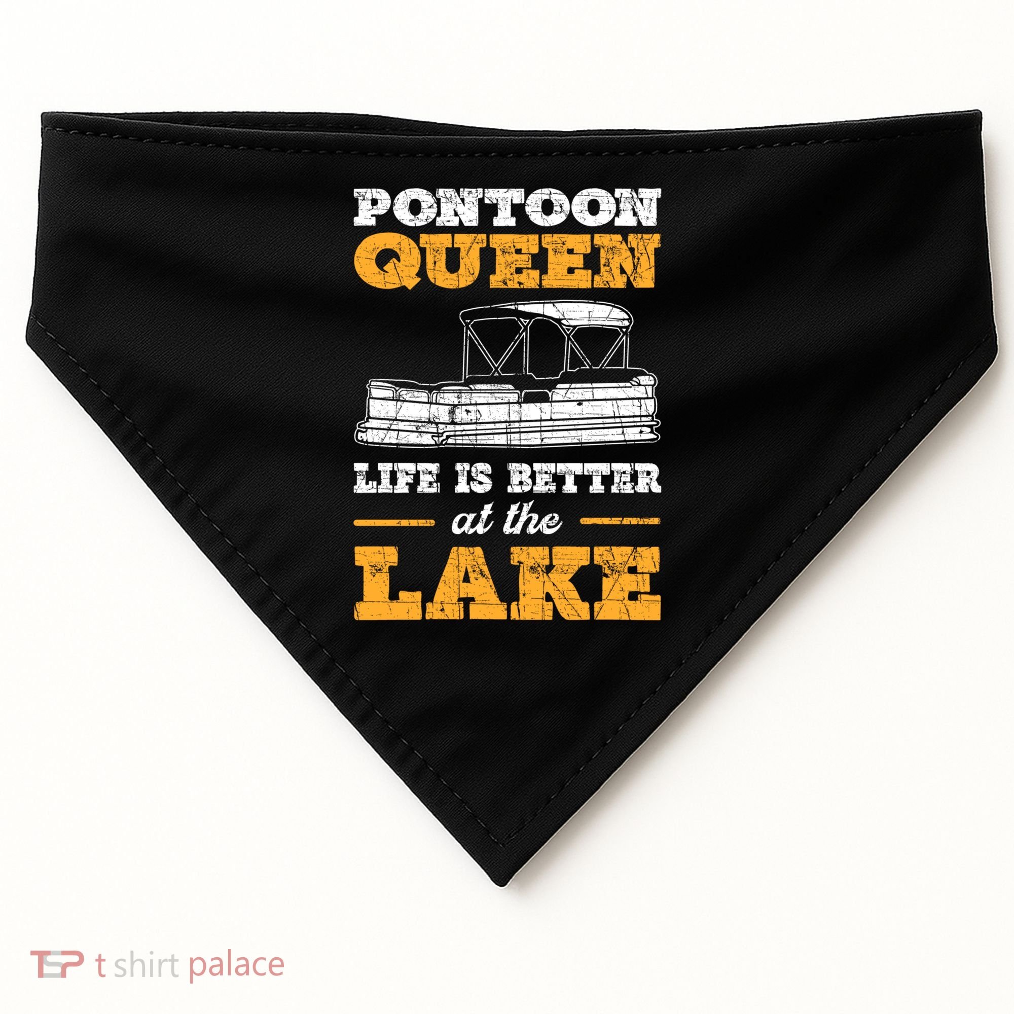 Pontoon Queen Life Is Better At The Lake Pontoon Boat Gift USA-Made Doggie Bandana