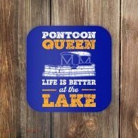 Pontoon Queen Life Is Better At The Lake Pontoon Boat Gift Coaster thumb 0