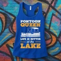 Pontoon Queen Life Is Better At The Lake Pontoon Boat Gift Women's Tank Top thumb 3