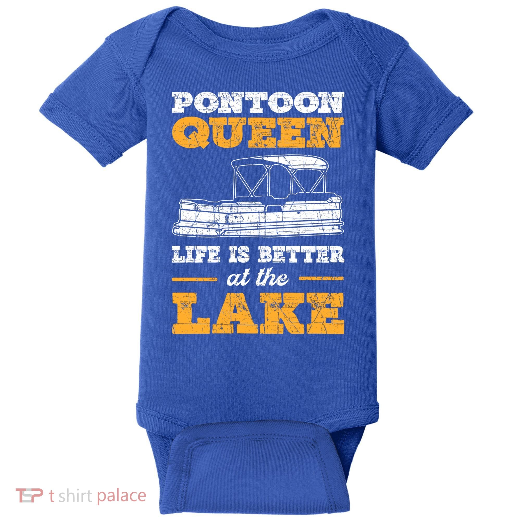 Pontoon Queen Life Is Better At The Lake Pontoon Boat Gift Baby Bodysuit
