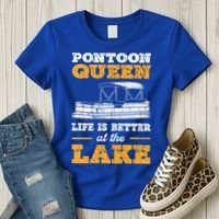 Pontoon Queen Life Is Better At The Lake Pontoon Boat Gift Women's T-Shirt thumb 3