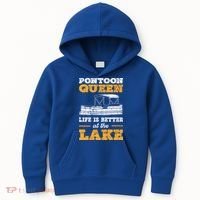 Pontoon Queen Life Is Better At The Lake Pontoon Boat Gift Kids Hoodie thumb 0