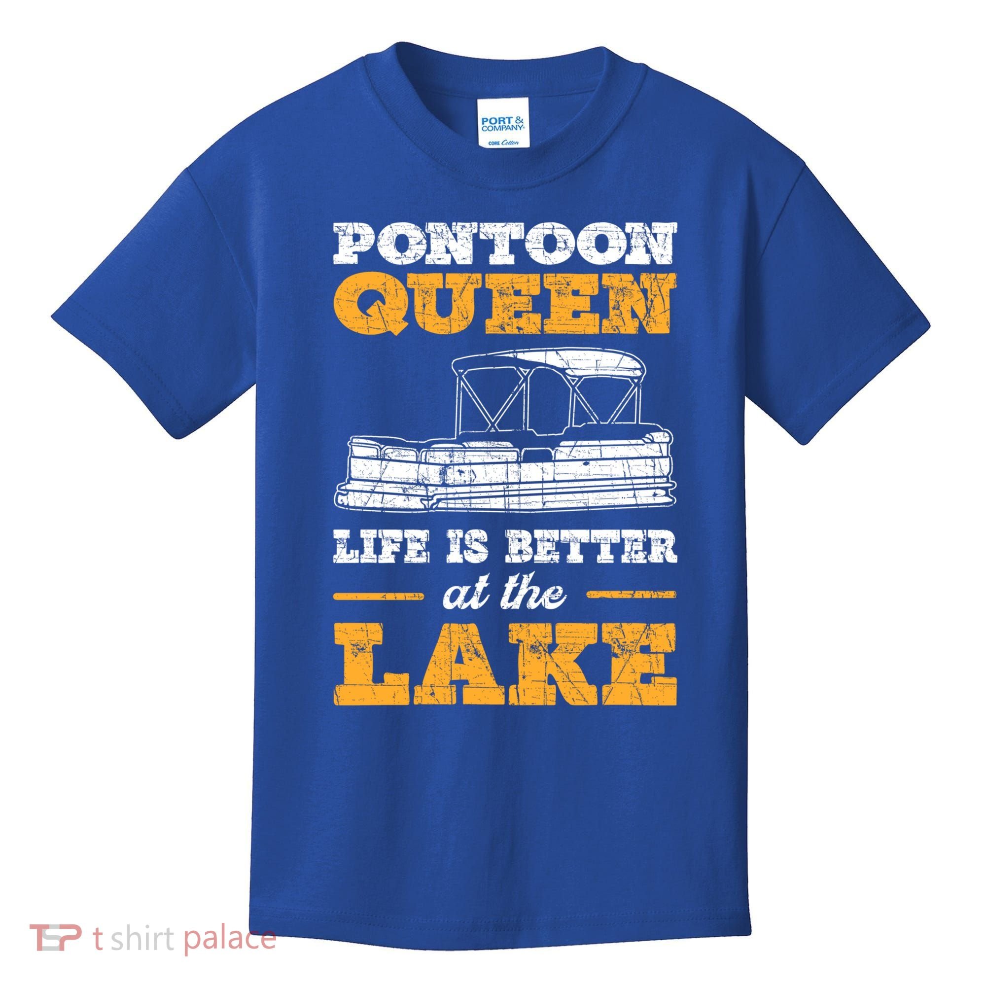 Pontoon Queen Life Is Better At The Lake Pontoon Boat Gift Kids T-Shirt