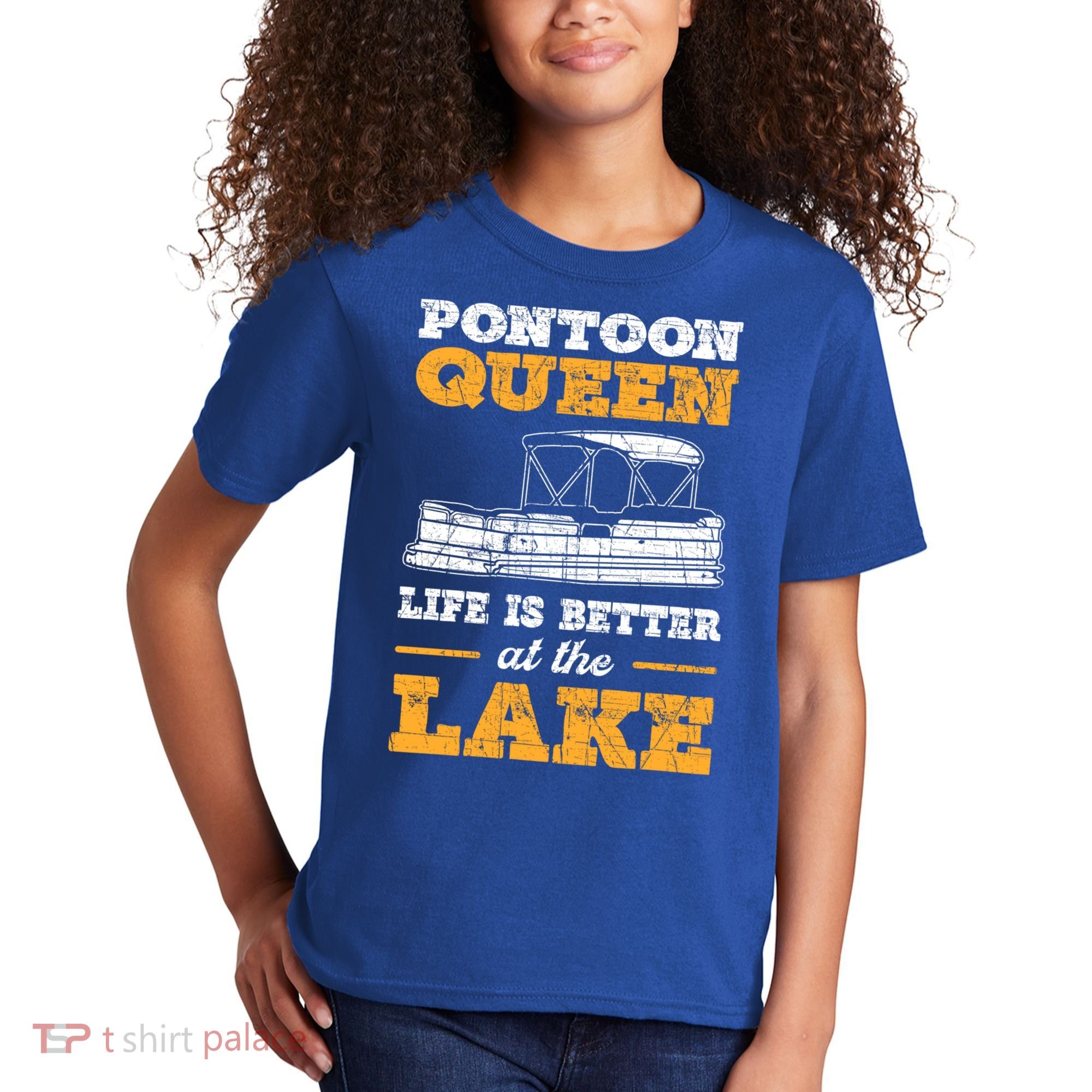 Pontoon Queen Life Is Better At The Lake Pontoon Boat Gift Kids T-Shirt