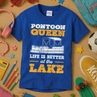 Pontoon Queen Life Is Better At The Lake Pontoon Boat Gift Kids T-Shirt thumb 3