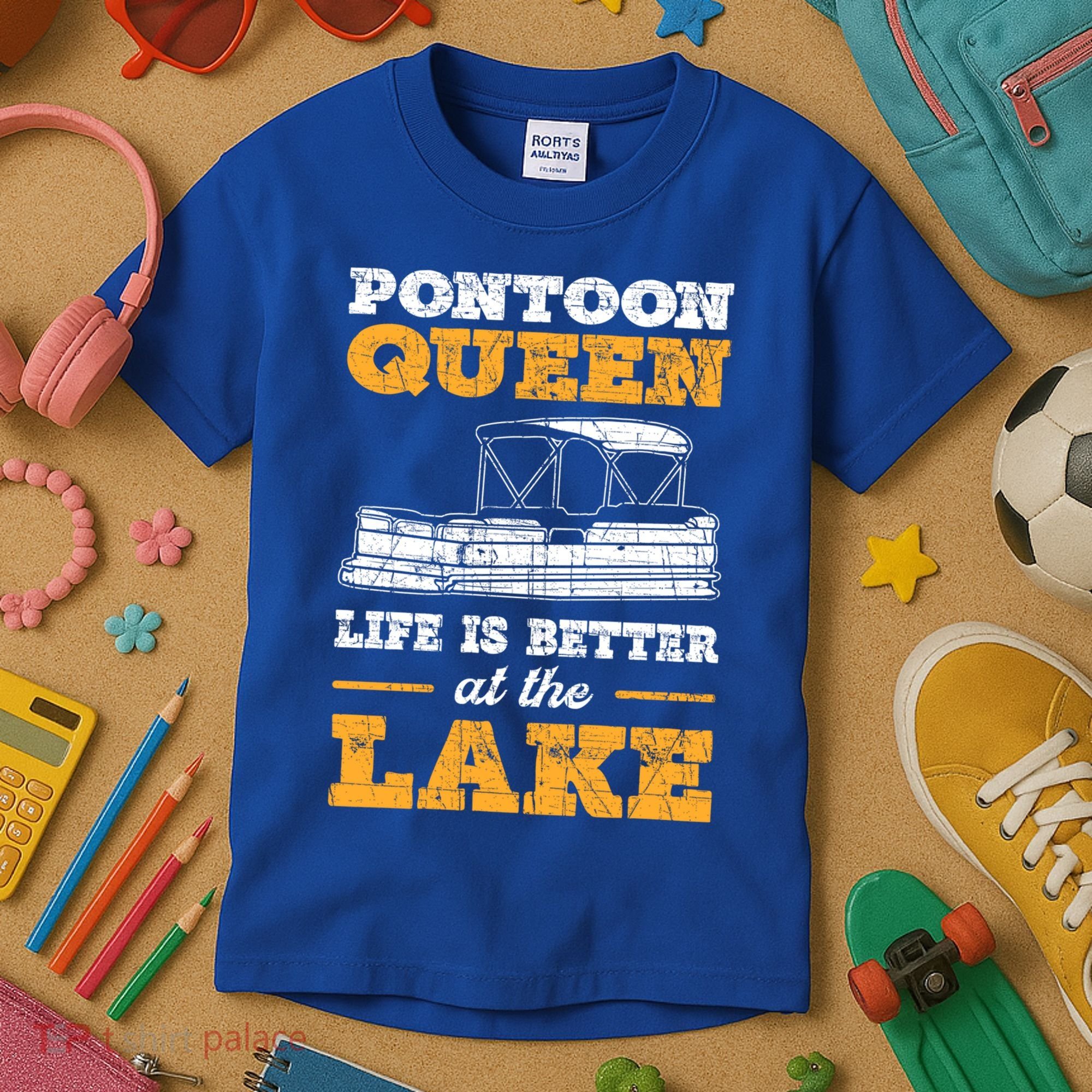 Pontoon Queen Life Is Better At The Lake Pontoon Boat Gift Kids T-Shirt