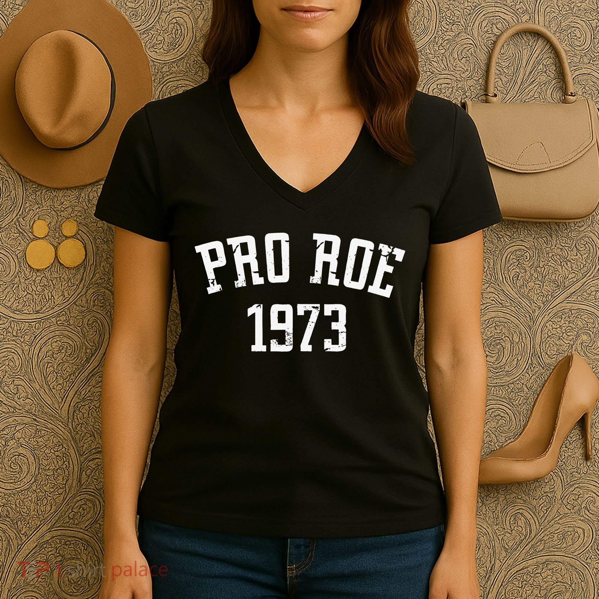 Pro Roe 1973 Distressed Women's V-Neck T-Shirt