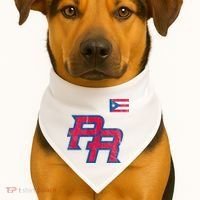 Puerto Rico Baseball Flag Pride Boricua Puerto Rico USA-Made Doggie Bandana thumb 1